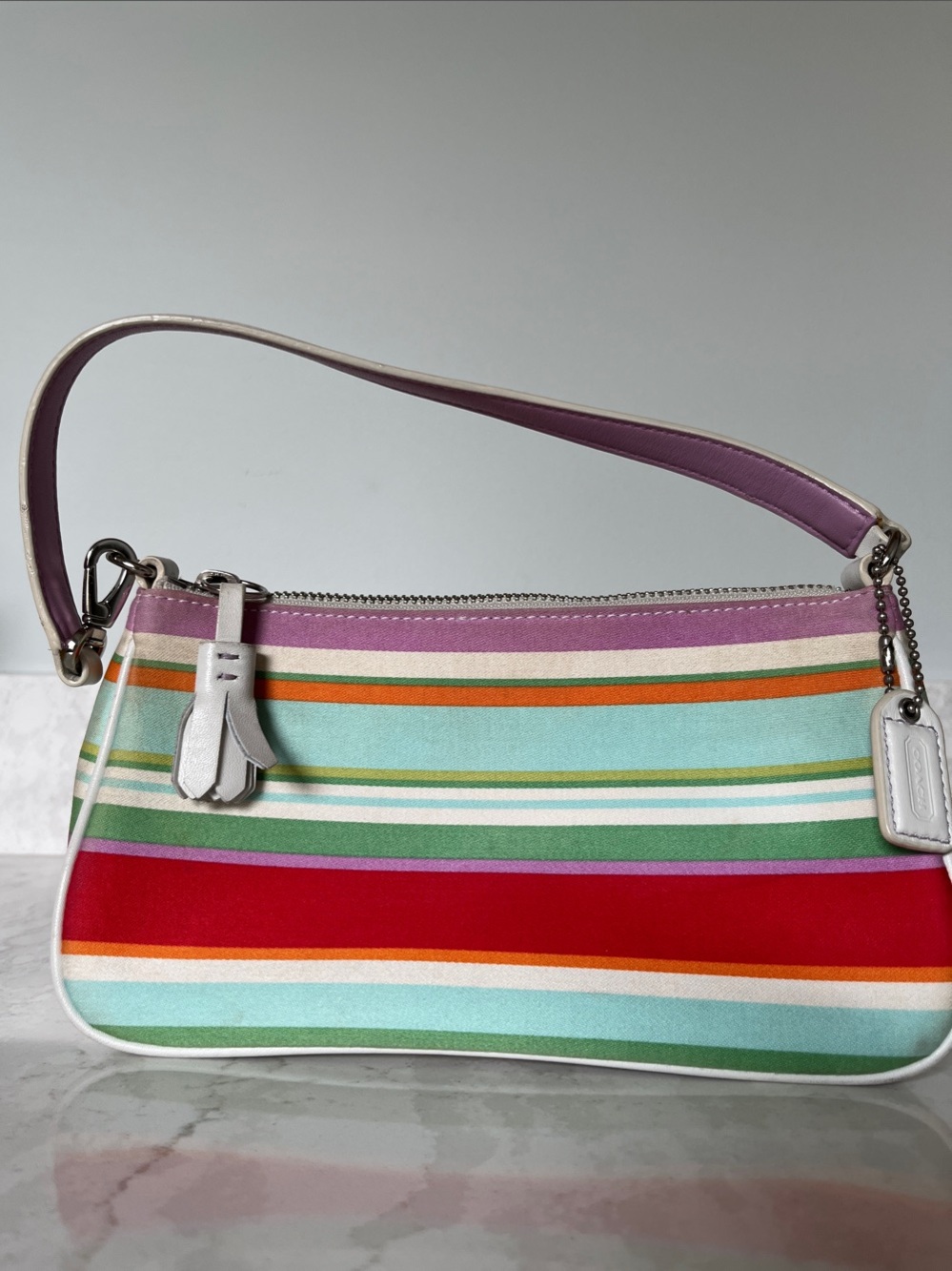 Coach Multicolor Hampton Demi Striped Shoulder Bag